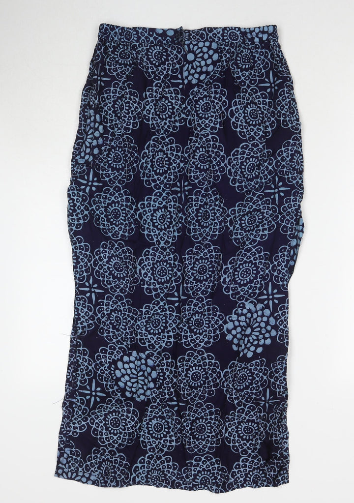 Blue Ginger Womens Blue Geometric Rayon Maxi Skirt Size M Zip