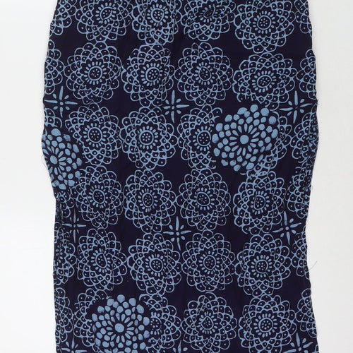 Blue Ginger Womens Blue Geometric Rayon Maxi Skirt Size M Zip