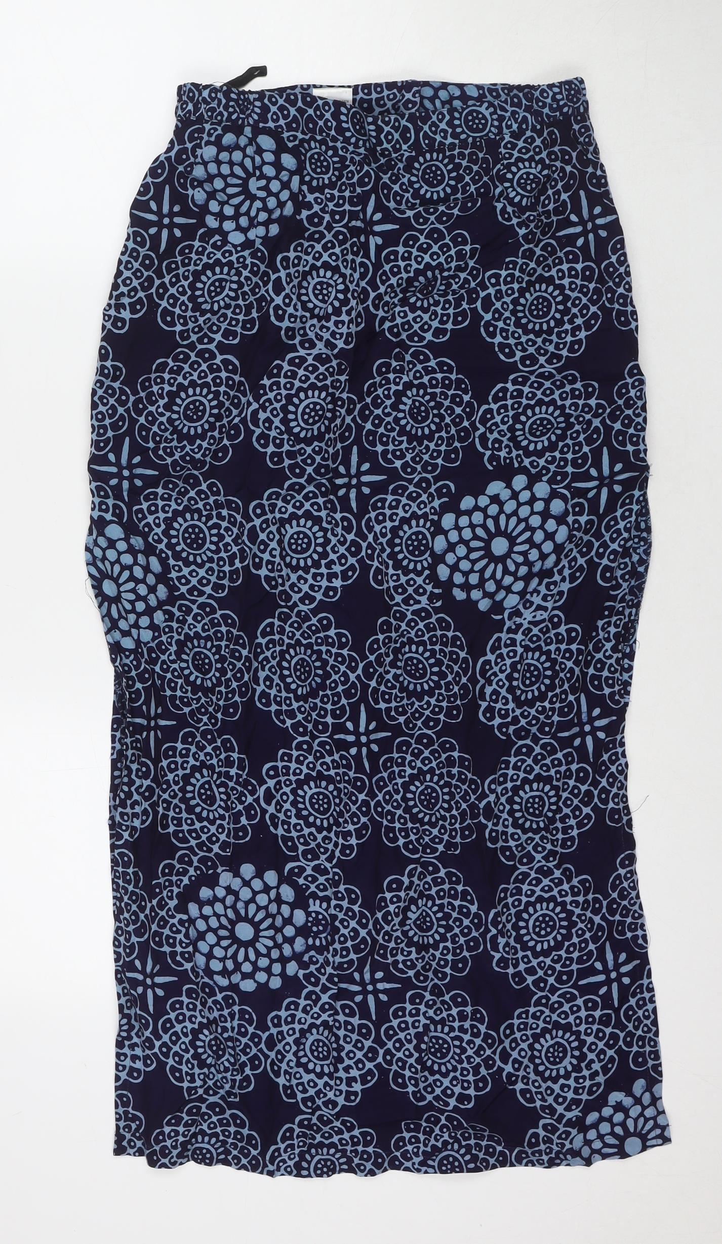 Blue Ginger Womens Blue Geometric Rayon Maxi Skirt Size M Zip