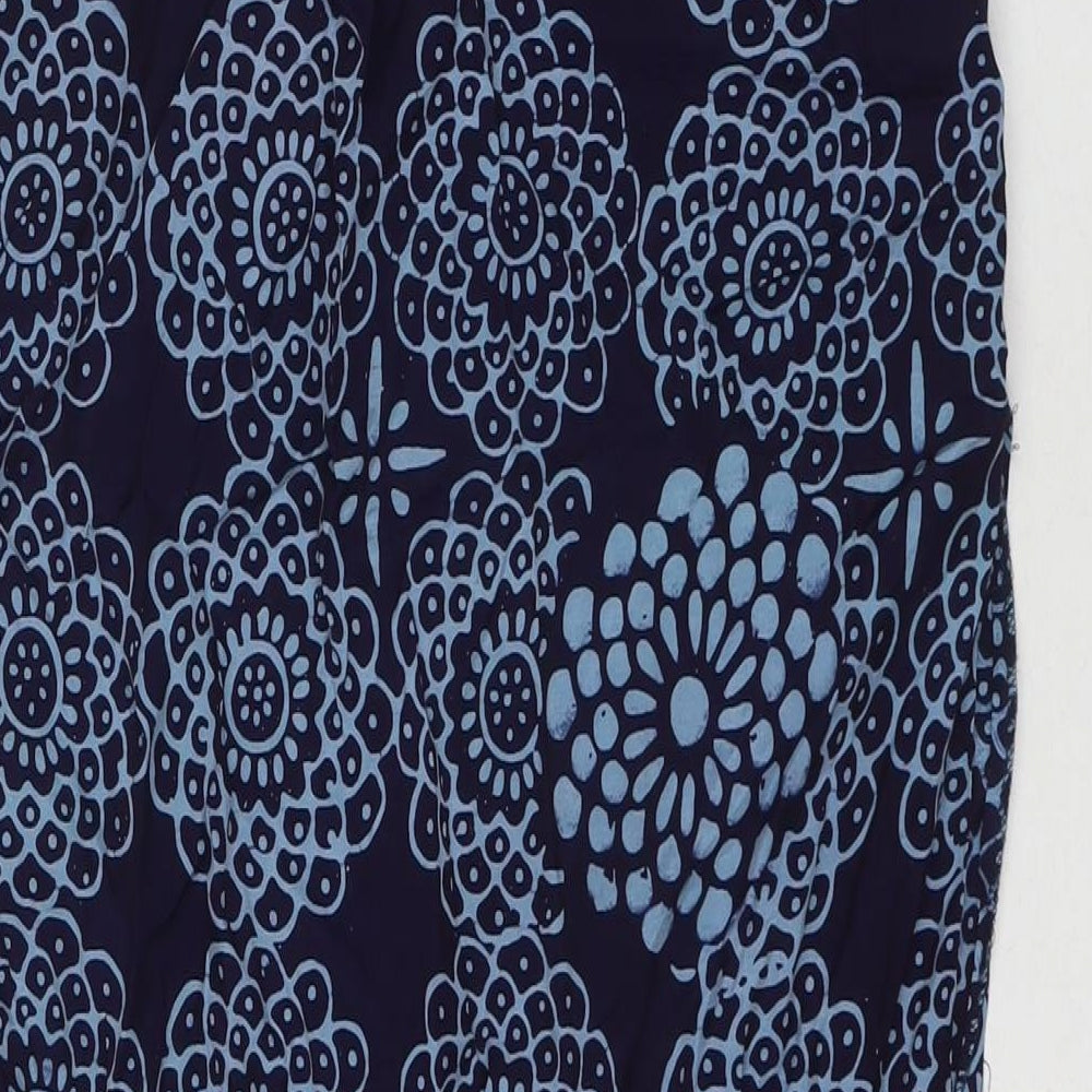 Blue Ginger Womens Blue Geometric Rayon Maxi Skirt Size M Zip