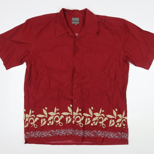 Ciro Citterio Womens Red Geometric Cotton Basic Button-Up Size XL Collared