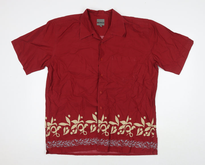 Ciro Citterio Womens Red Geometric Cotton Basic Button-Up Size XL Collared