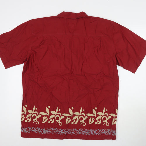 Ciro Citterio Womens Red Geometric Cotton Basic Button-Up Size XL Collared