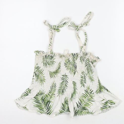 H&M Womens White Floral Cotton Basic Tank Size M Sweetheart