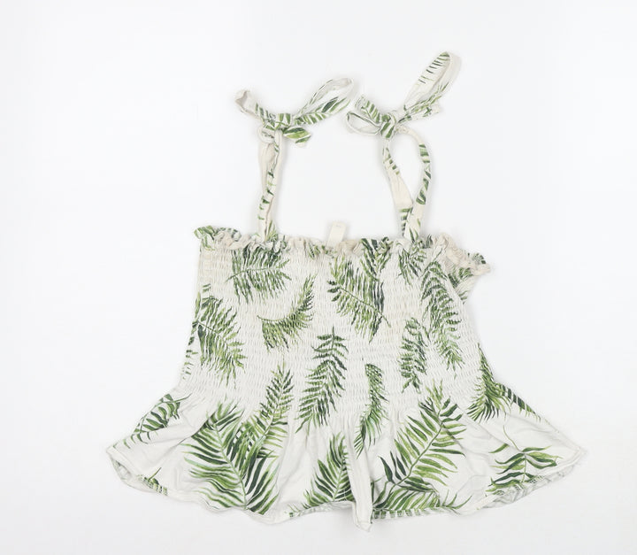 H&M Womens White Floral Cotton Basic Tank Size M Sweetheart
