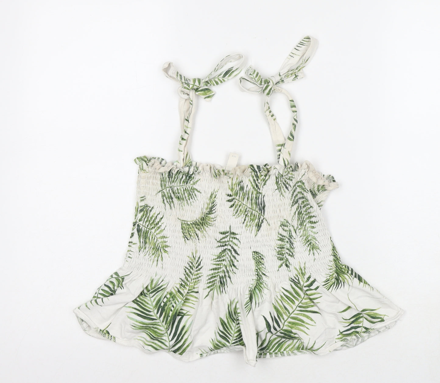 H&M Womens White Floral Cotton Basic Tank Size M Sweetheart