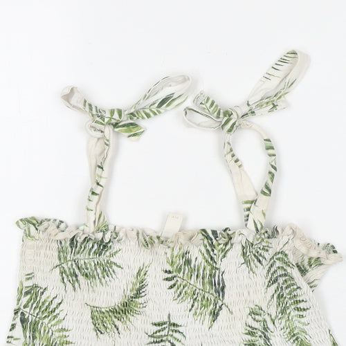 H&M Womens White Floral Cotton Basic Tank Size M Sweetheart