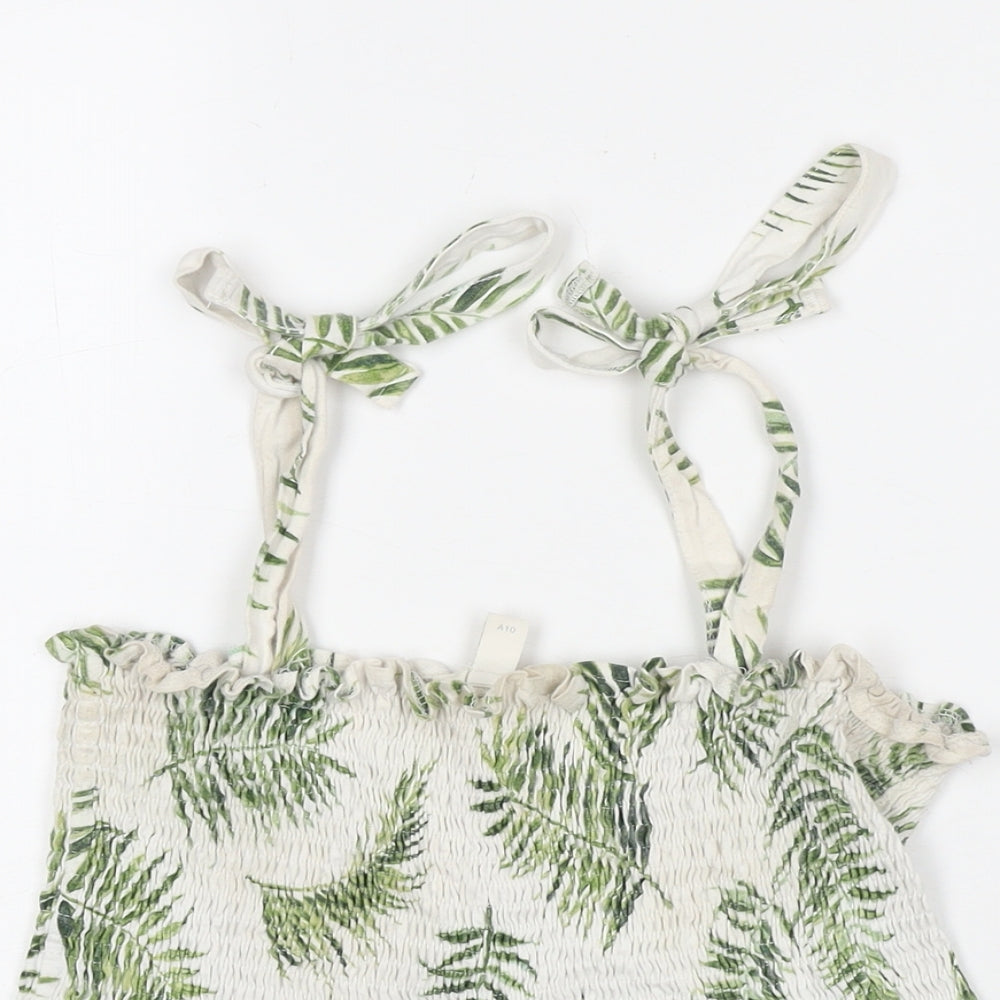H&M Womens White Floral Cotton Basic Tank Size M Sweetheart