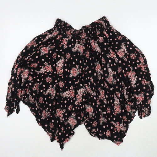 LASCANA Womens Black Floral Viscose Pleated Skirt Size 10