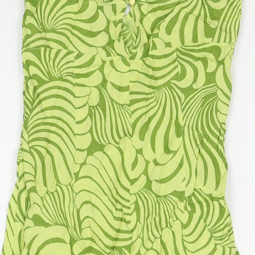 Divided by H&M Womens Green Geometric Viscose Tank Dress Size 10 V-Neck Button