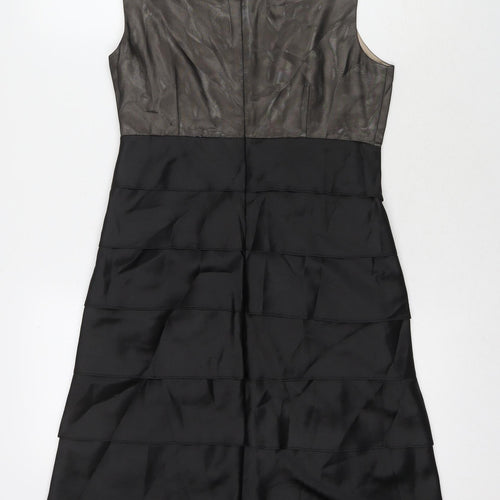 NEXT Womens Black Polyester A-Line Size 8 Round Neck Zip - Jeweled Sequin Detail