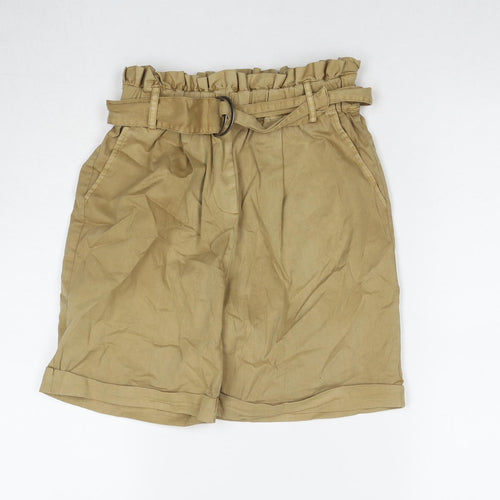 Soaked in Luxury Womens Brown Cotton Paperbag Shorts Size XS L6 in Regular Pull On