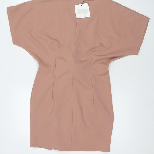 Missguided Womens Beige Polyester Mini Size 8 Round Neck Pullover
