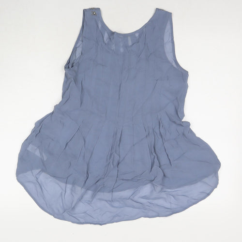 Monsoon Womens Blue Polyester Basic Blouse Size 8 Round Neck - Beaded Detail