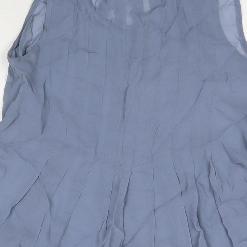 Monsoon Womens Blue Polyester Basic Blouse Size 8 Round Neck - Beaded Detail