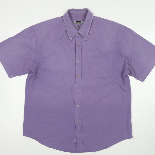 Armando Mens Purple Cotton Button-Up Size L Collared Button
