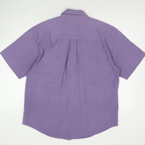 Armando Mens Purple Cotton Button-Up Size L Collared Button