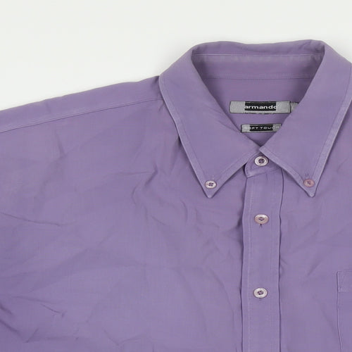 Armando Mens Purple Cotton Button-Up Size L Collared Button
