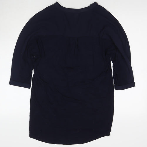 Phase Eight Womens Blue Viscose Jumper Dress Size 10 V-Neck Pullover
