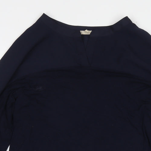 Phase Eight Womens Blue Viscose Jumper Dress Size 10 V-Neck Pullover