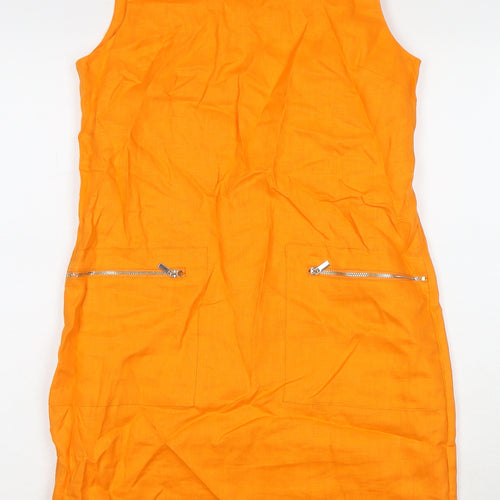 Sosander Womens Orange Polyester A-Line Size 8 Round Neck Zip