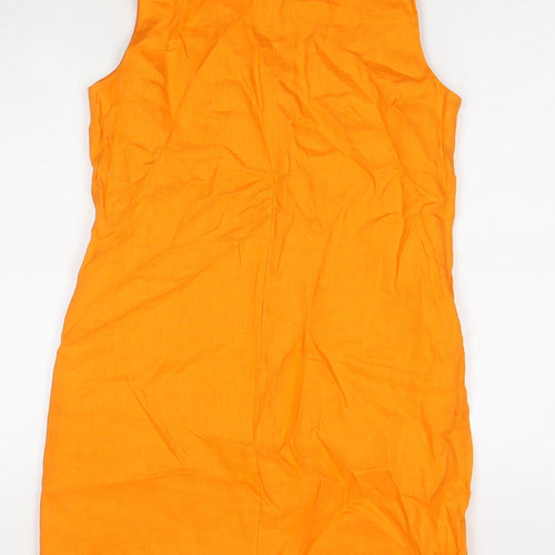 Sosander Womens Orange Polyester A-Line Size 8 Round Neck Zip