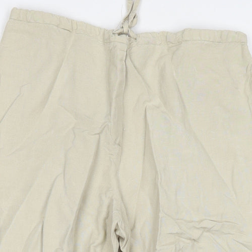 Monsoon Womens Beige Linen Culotte Shorts Size 12 L18 in Regular Drawstring