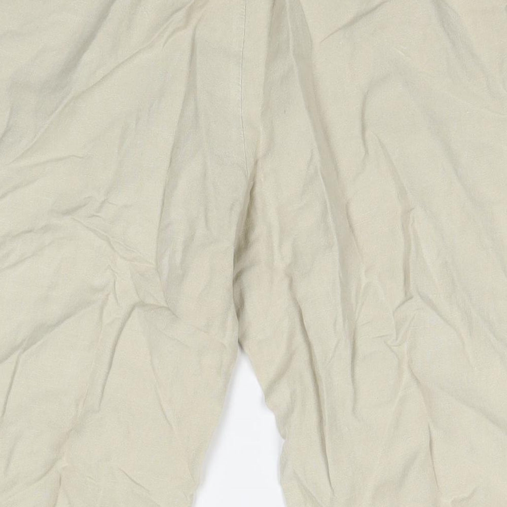 Monsoon Womens Beige Linen Culotte Shorts Size 12 L18 in Regular Drawstring