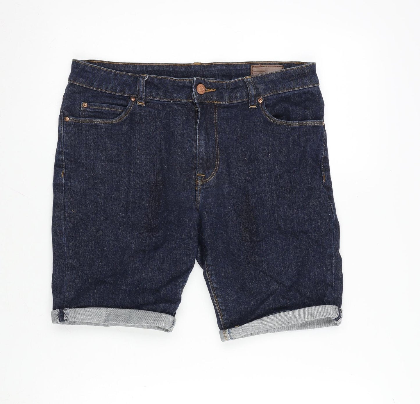 ASOS Mens Blue Cotton Bermuda Shorts Size 30 in L10 in Regular Zip
