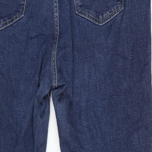 Marks and Spencer Womens Blue Cotton Blend Straight Jeans Size 16 L26 in Regular Zip