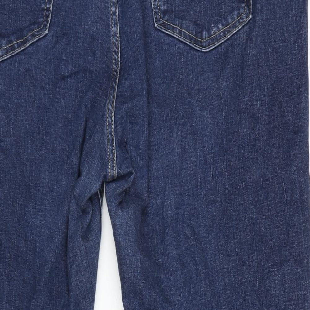 Marks and Spencer Womens Blue Cotton Blend Straight Jeans Size 16 L26 in Regular Zip