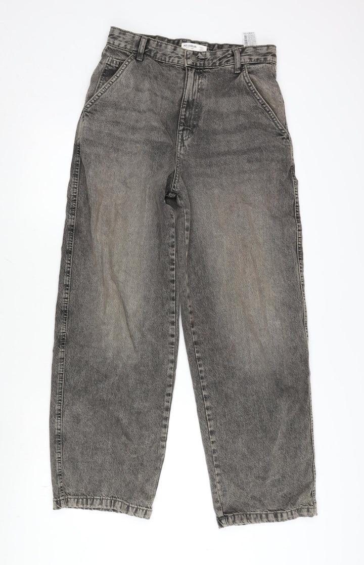 Pull&Bear Womens Brown Cotton Straight Jeans Size 6 L30 in Regular Zip