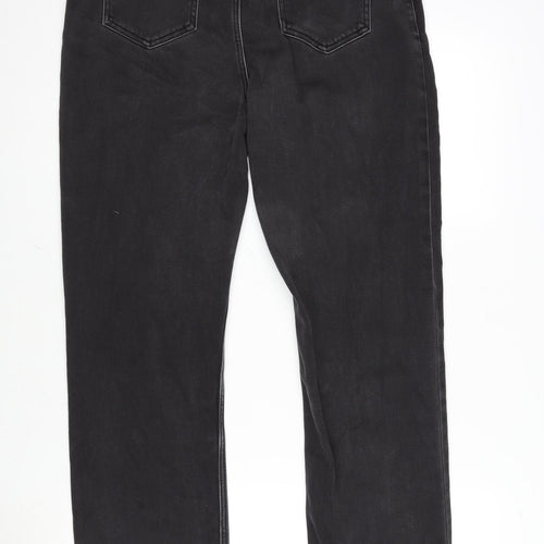 Marks and Spencer Womens Grey Cotton Blend Straight Jeans Size 14 L30 in Regular Zip