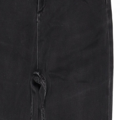 Marks and Spencer Womens Grey Cotton Blend Straight Jeans Size 14 L30 in Regular Zip
