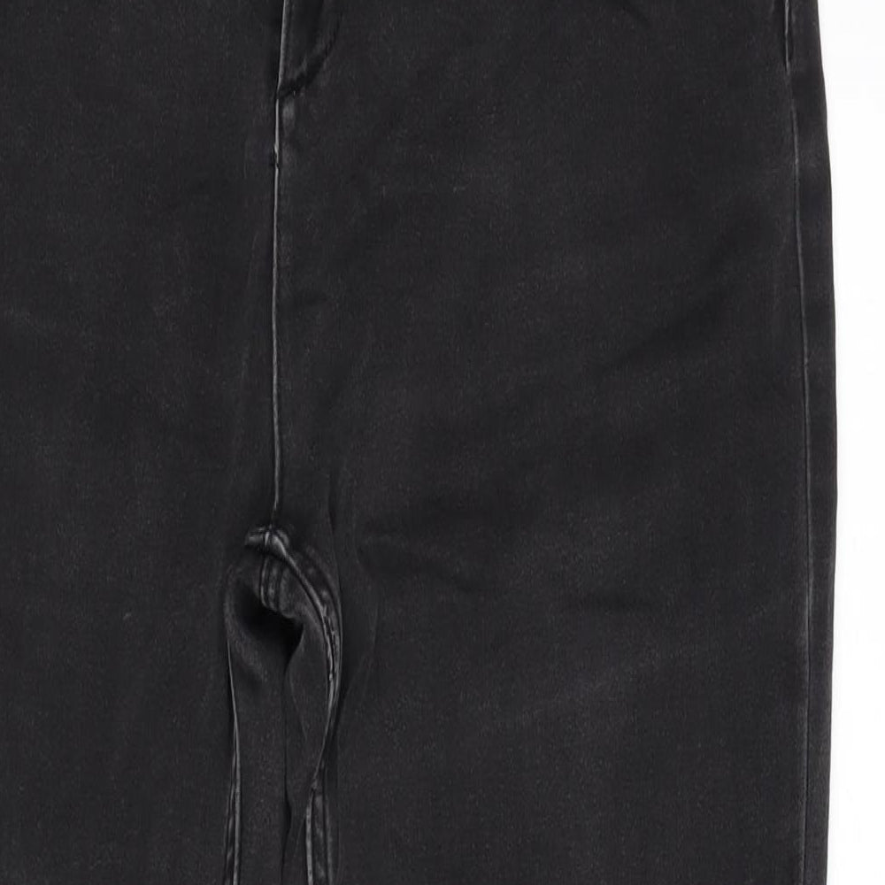 Marks and Spencer Womens Grey Cotton Blend Straight Jeans Size 14 L30 in Regular Zip