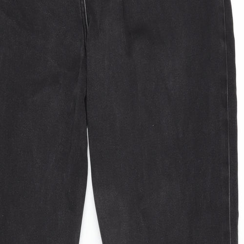 Marks and Spencer Womens Grey Cotton Blend Straight Jeans Size 14 L30 in Regular Zip