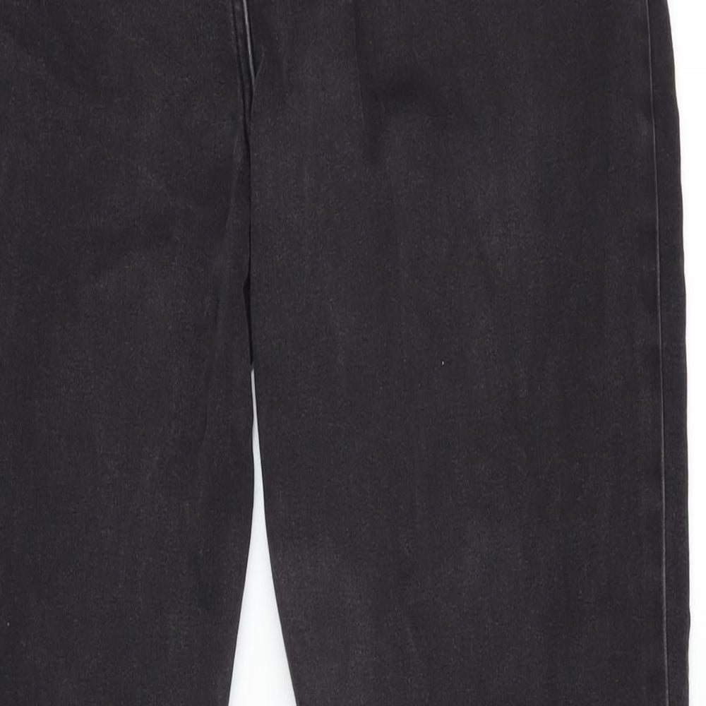 Marks and Spencer Womens Grey Cotton Blend Straight Jeans Size 14 L30 in Regular Zip