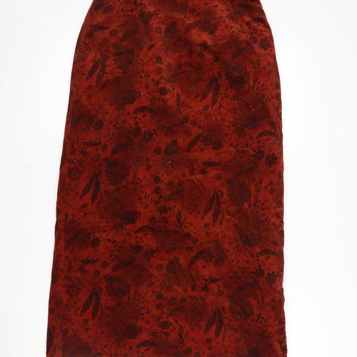 Nightingales Womens Orange Cotton Maxi Skirt Size 10 Zip
