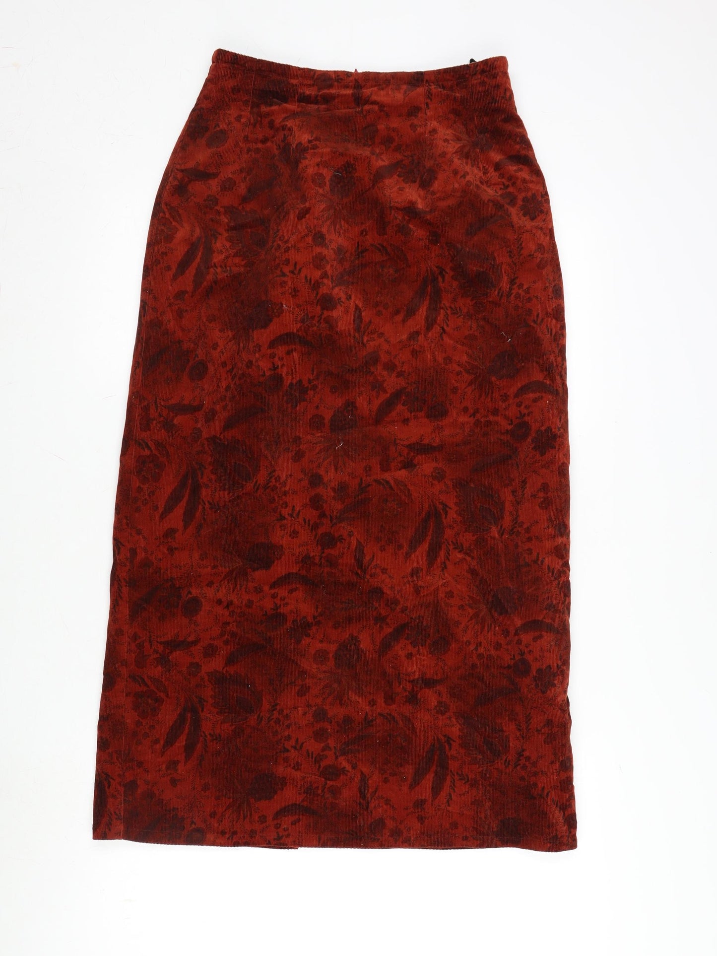 Nightingales Womens Orange Cotton Maxi Skirt Size 10 Zip