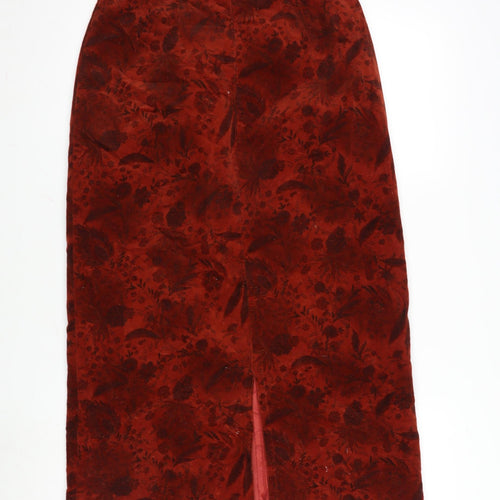 Nightingales Womens Orange Cotton Maxi Skirt Size 10 Zip