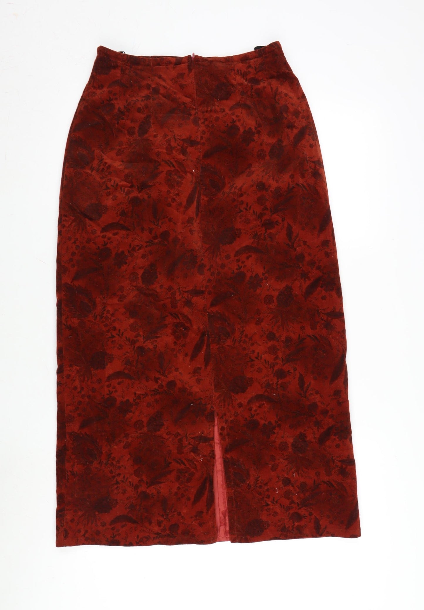 Nightingales Womens Orange Cotton Maxi Skirt Size 10 Zip
