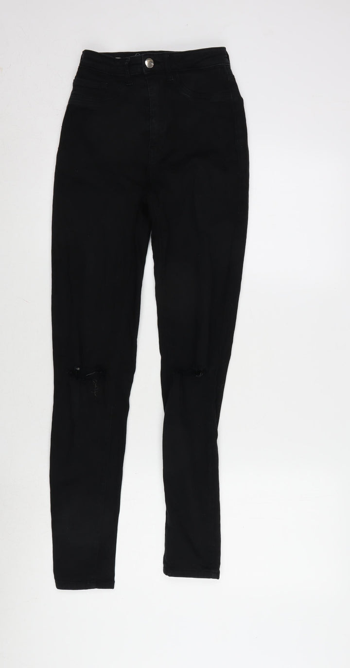 TALLY WEiJL Womens Black Cotton Blend Skinny Jeans Size 8 L29 in Regular Zip