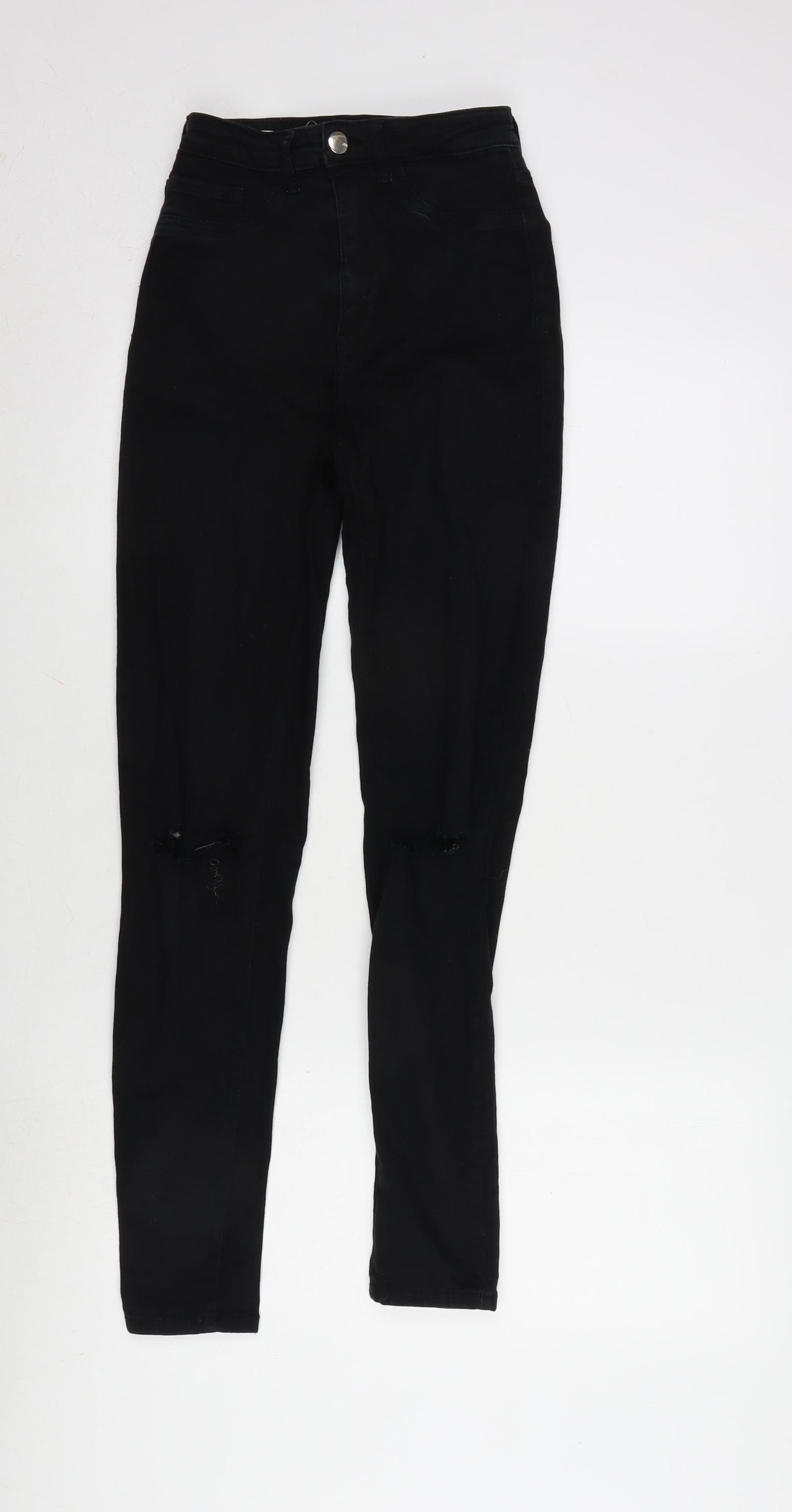 TALLY WEiJL Womens Black Cotton Blend Skinny Jeans Size 8 L29 in Regular Zip