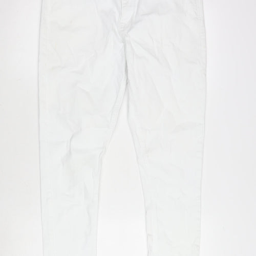 Dorothy Perkins Womens White Cotton Blend Straight Jeans Size 12 L27 in Regular Zip