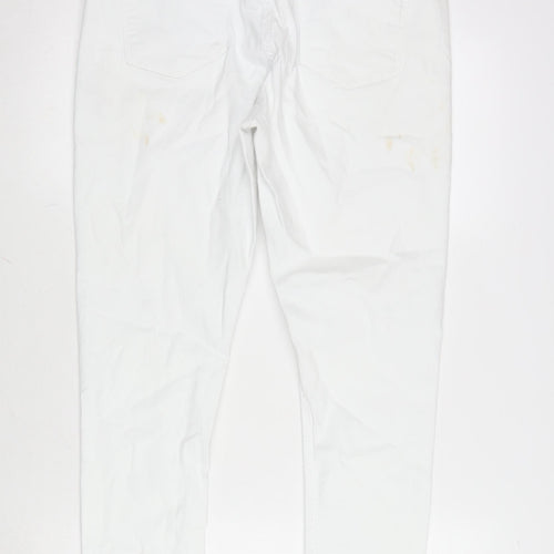 Dorothy Perkins Womens White Cotton Blend Straight Jeans Size 12 L27 in Regular Zip