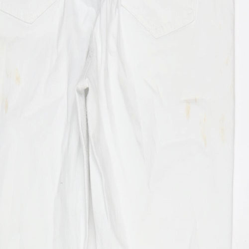 Dorothy Perkins Womens White Cotton Blend Straight Jeans Size 12 L27 in Regular Zip