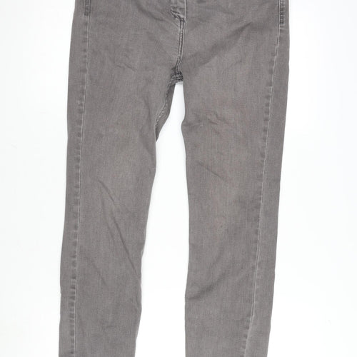Marks and Spencer Womens Grey Cotton Blend Skinny Jeans Size 10 L28 in Regular Zip