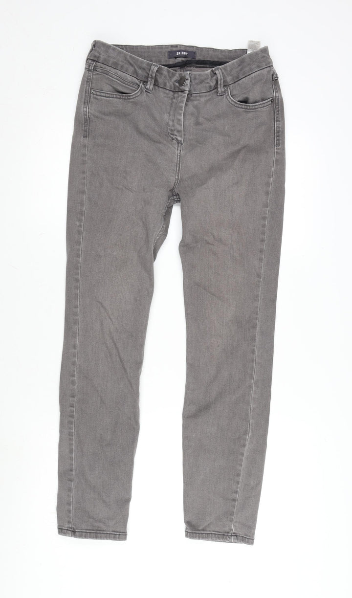 Marks and Spencer Womens Grey Cotton Blend Skinny Jeans Size 10 L28 in Regular Zip
