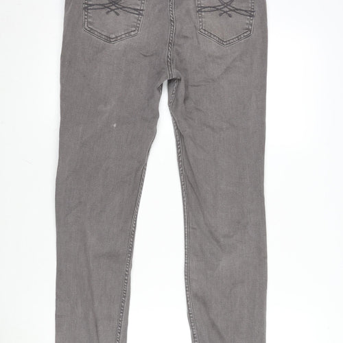 Marks and Spencer Womens Grey Cotton Blend Skinny Jeans Size 10 L28 in Regular Zip
