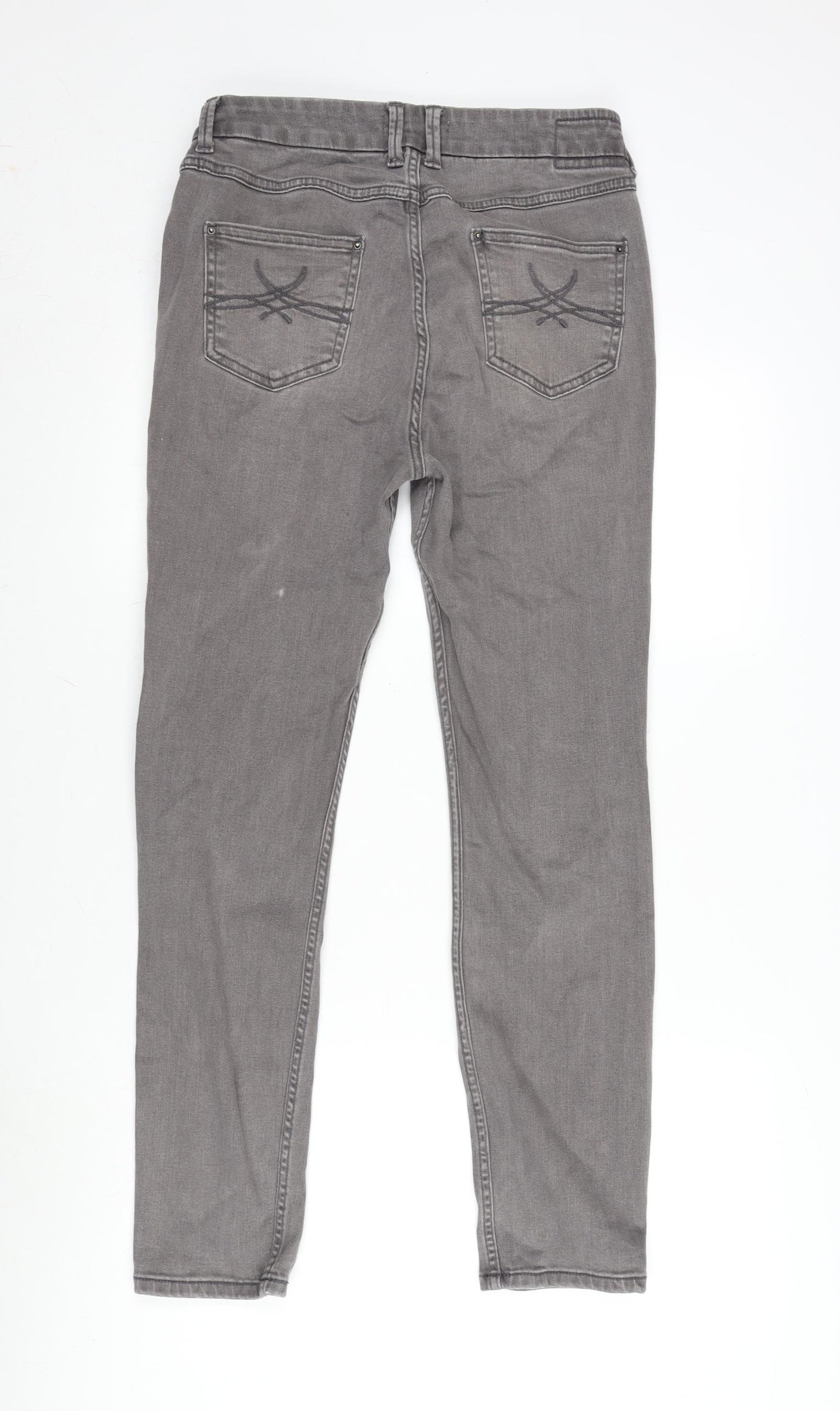 Marks and Spencer Womens Grey Cotton Blend Skinny Jeans Size 10 L28 in Regular Zip